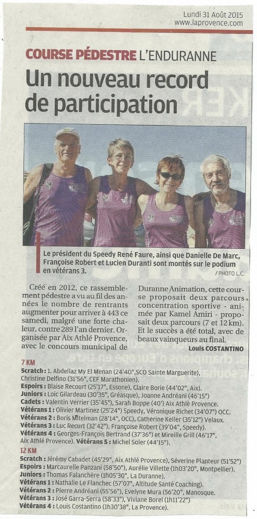 le speedy sur l'Enduranne